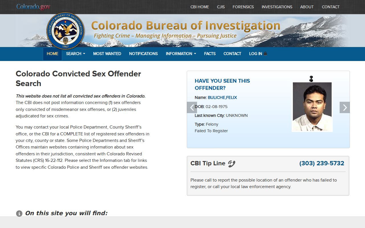 Official Colorado Sex Offender Registry search for Sedgwick County